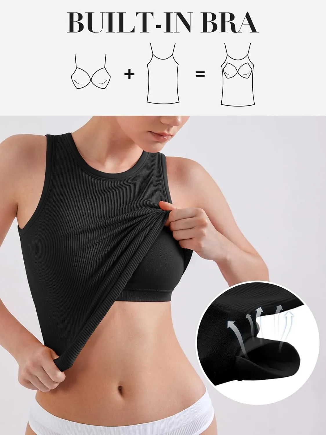 V FOR CITY Tank Top for Women with Built-in Bra 2025 High Neck Seamless Camisole Athletic Yoga Tops