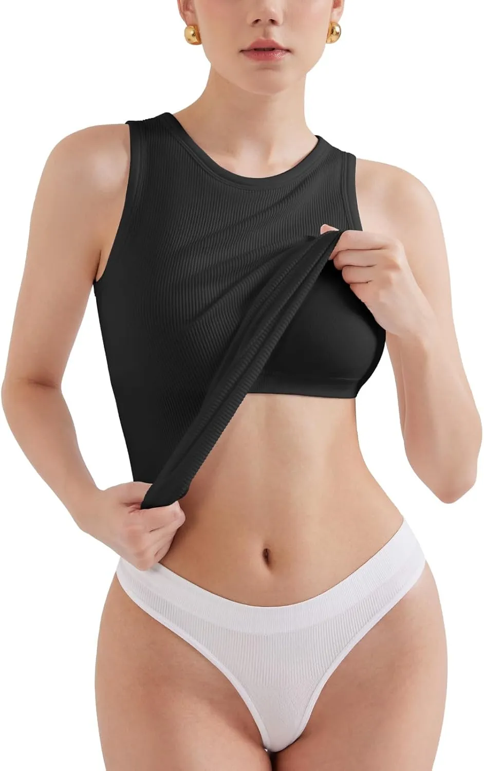 V FOR CITY Tank Top for Women with Built-in Bra 2025 High Neck Seamless Camisole Athletic Yoga Tops