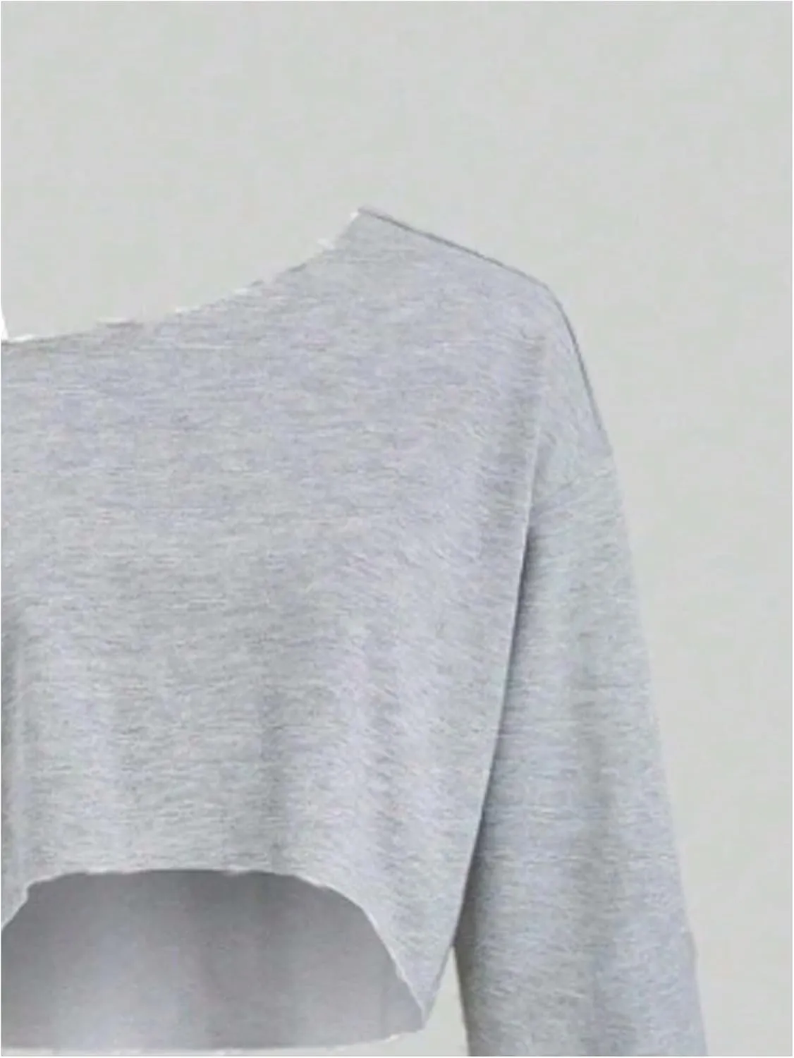 Verdusa Girl's Y2k Off The Shoulder Crop Tops Asymmetrical Neck Fall Athletic Sweatshirts