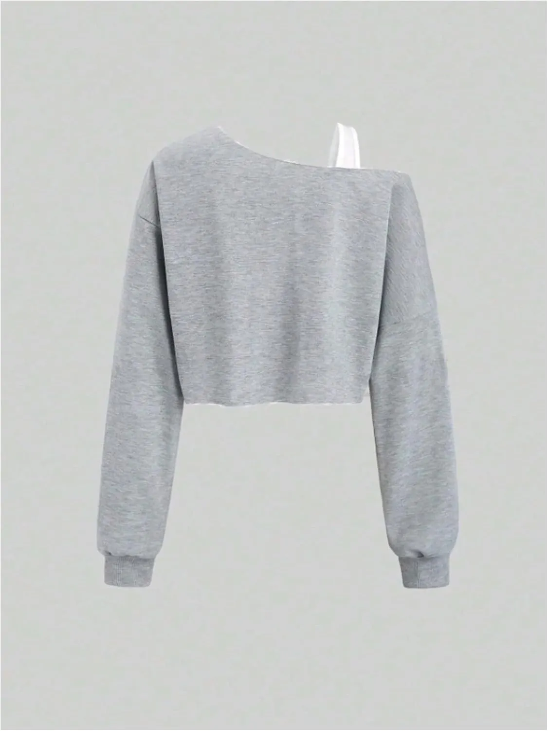 Verdusa Girl's Y2k Off The Shoulder Crop Tops Asymmetrical Neck Fall Athletic Sweatshirts