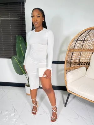 Viviana Slit Midi Dress-White