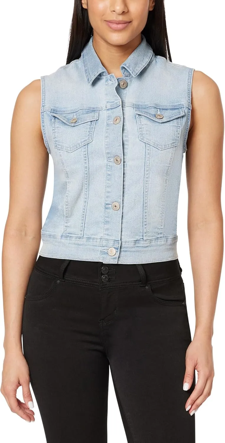 WallFlower Women's Dreamer Denim Vest Insta Stretch Juniors