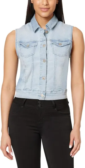 WallFlower Women's Dreamer Denim Vest Insta Stretch Juniors