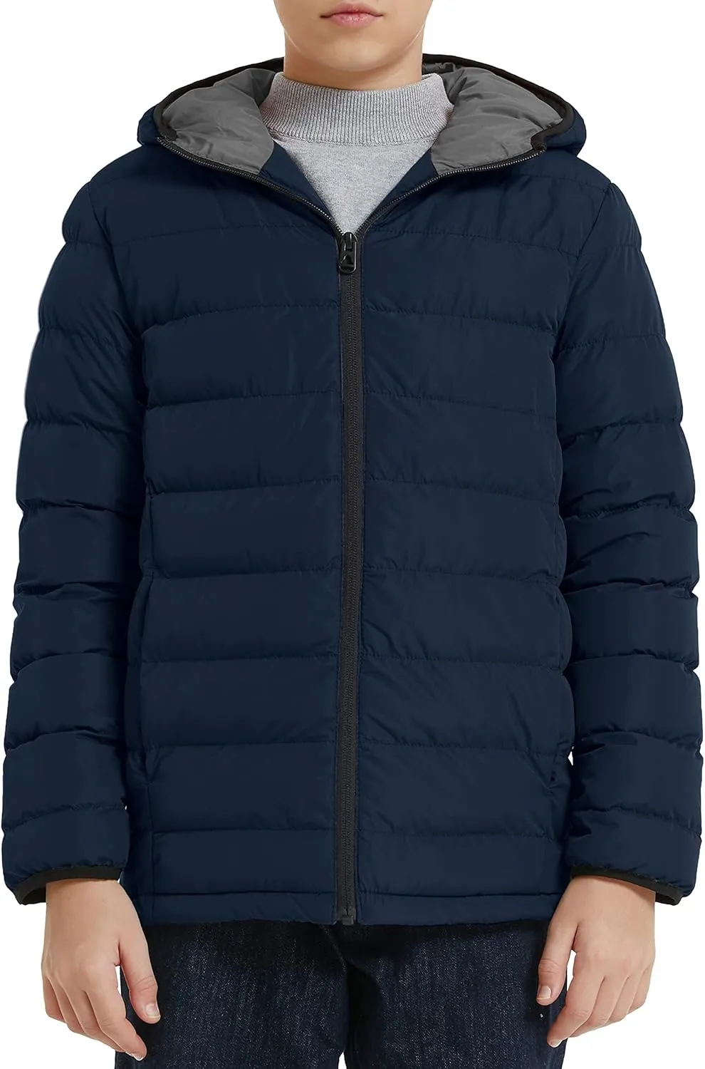 wantdo Boys' Winter Coat Lightweight Puffer Jacket Waterproof Outerwear Hooded