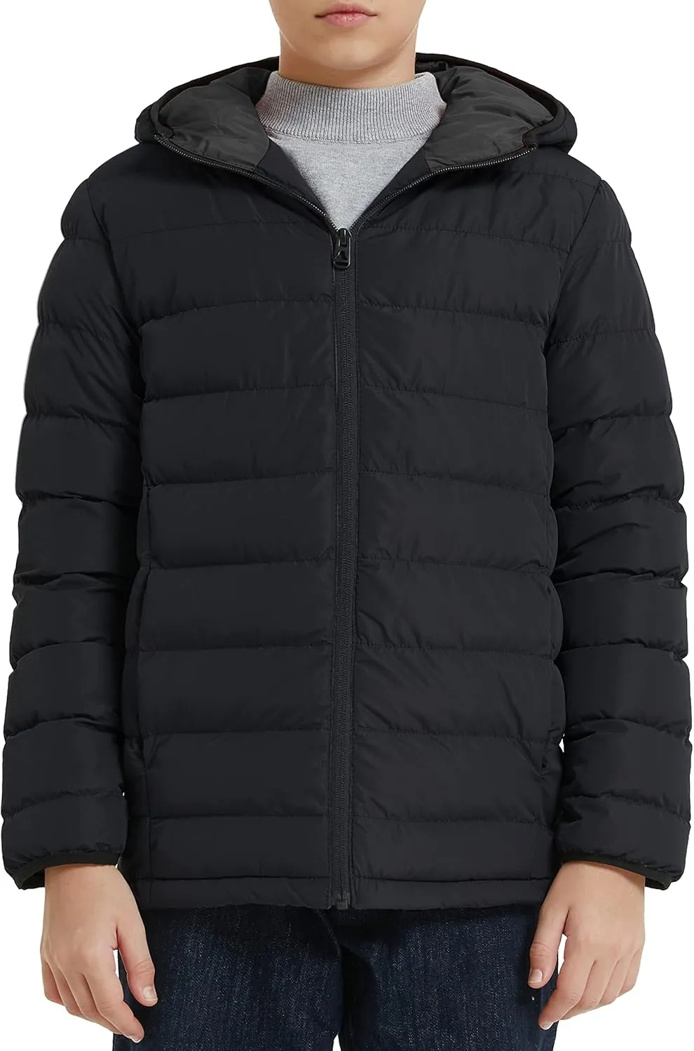 wantdo Boys' Winter Coat Lightweight Puffer Jacket Waterproof Outerwear Hooded