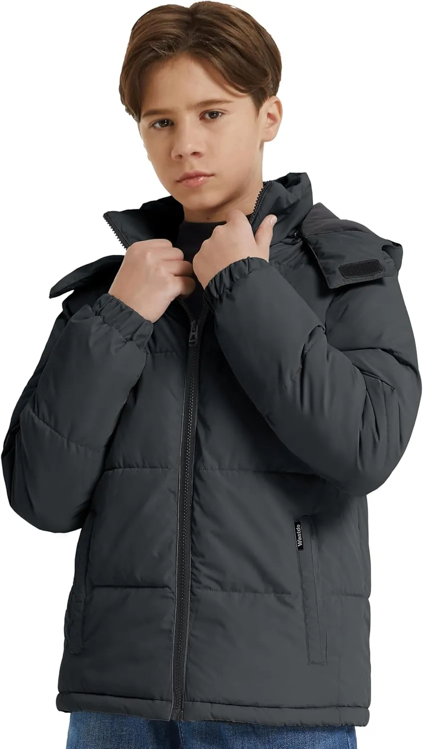 wantdo Boy's Winter Coat Warm Puffer Jacket Waterproof Parka with Hood