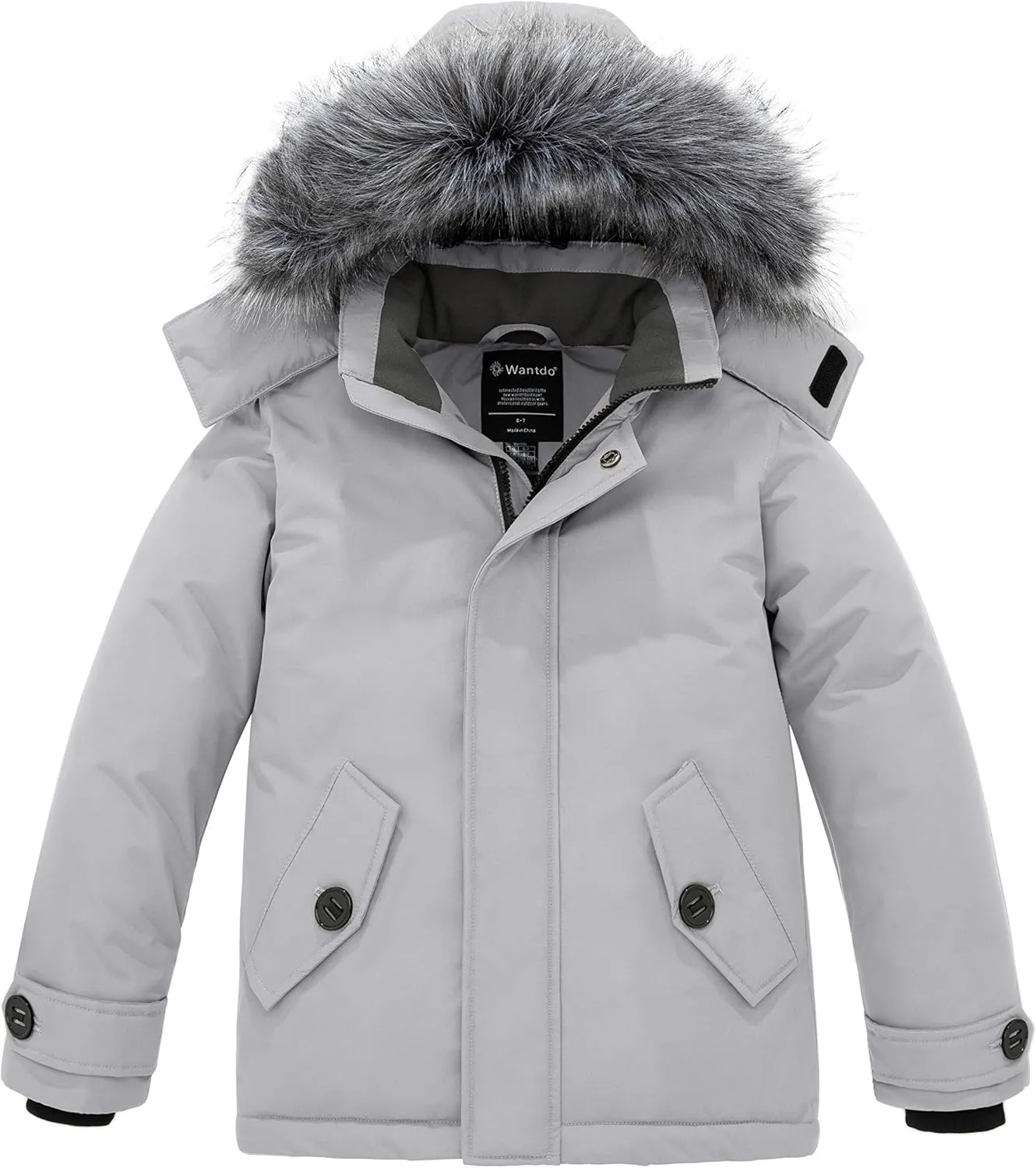 wantdo Boys' Winter Coat Waterproof Puffer Jacket Fleece Parka Hooded