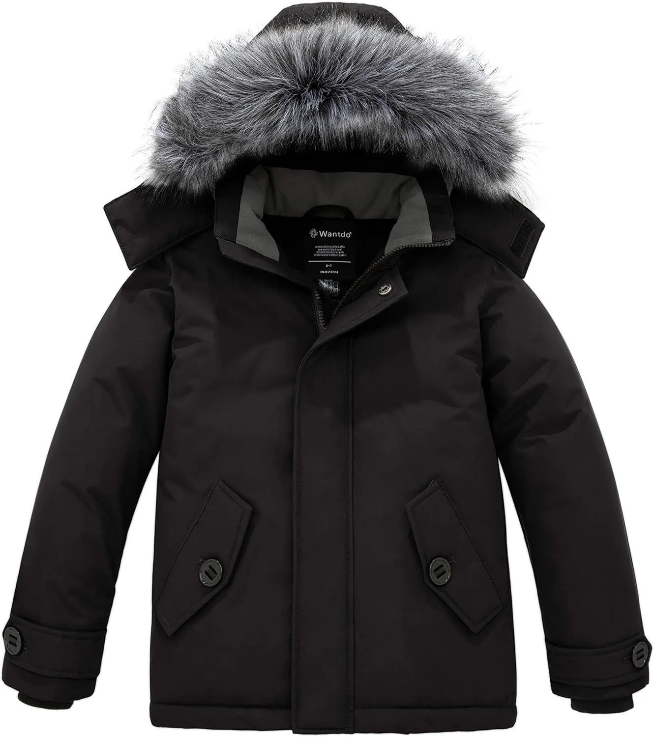wantdo Boys' Winter Coat Waterproof Puffer Jacket Fleece Parka Hooded