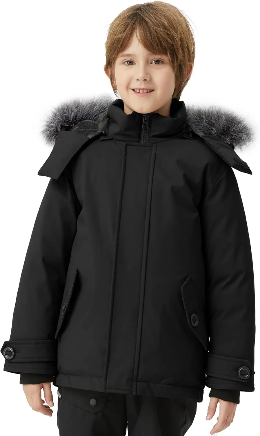 wantdo Boys' Winter Coat Waterproof Puffer Jacket Fleece Parka Hooded