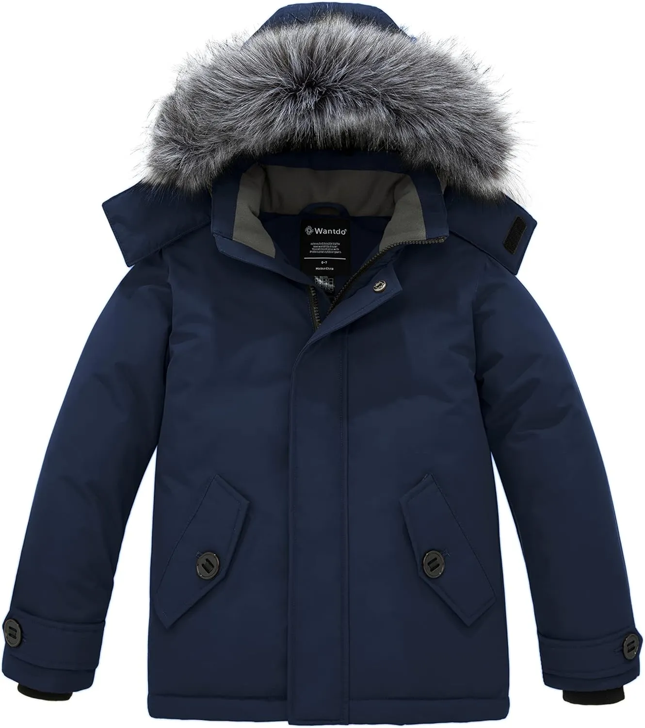 wantdo Boys' Winter Coat Waterproof Puffer Jacket Fleece Parka Hooded