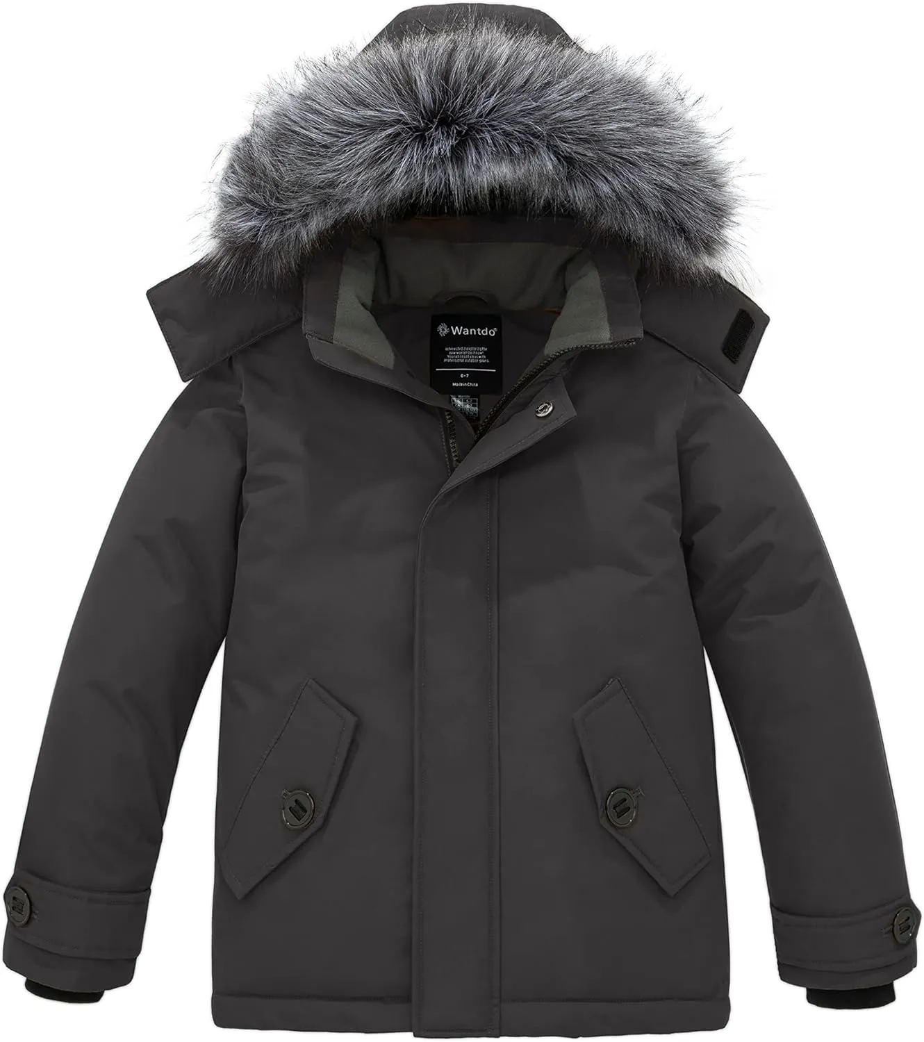 wantdo Boys' Winter Coat Waterproof Puffer Jacket Fleece Parka Hooded