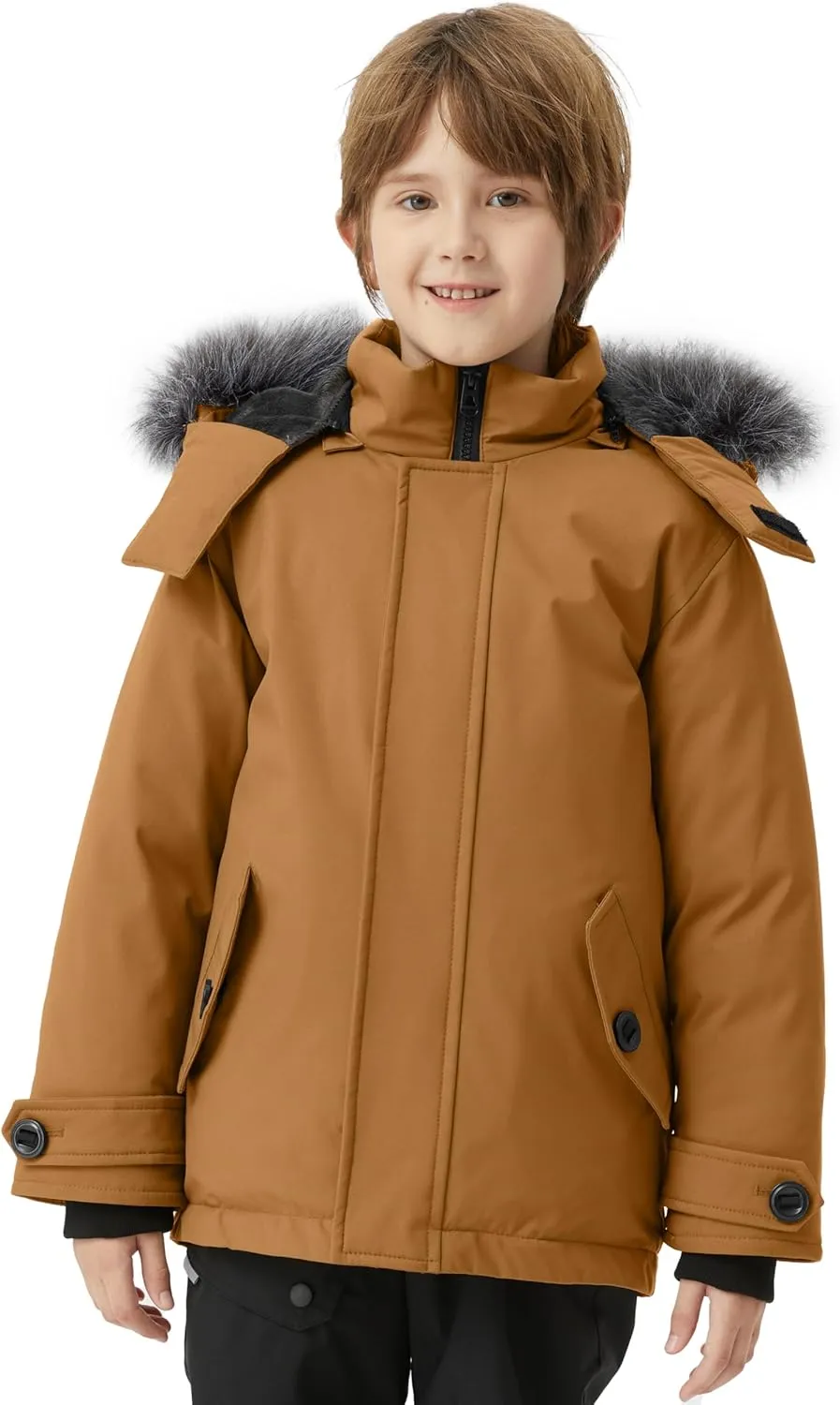 wantdo Boys' Winter Coat Waterproof Puffer Jacket Fleece Parka Hooded