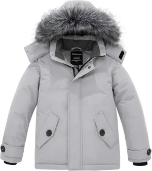 wantdo Boys' Winter Coat Waterproof Puffer Jacket Fleece Parka Hooded