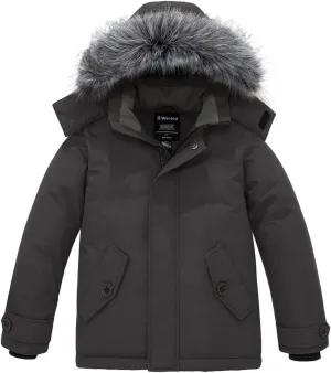 wantdo Boys' Winter Coat Waterproof Puffer Jacket Fleece Parka Hooded