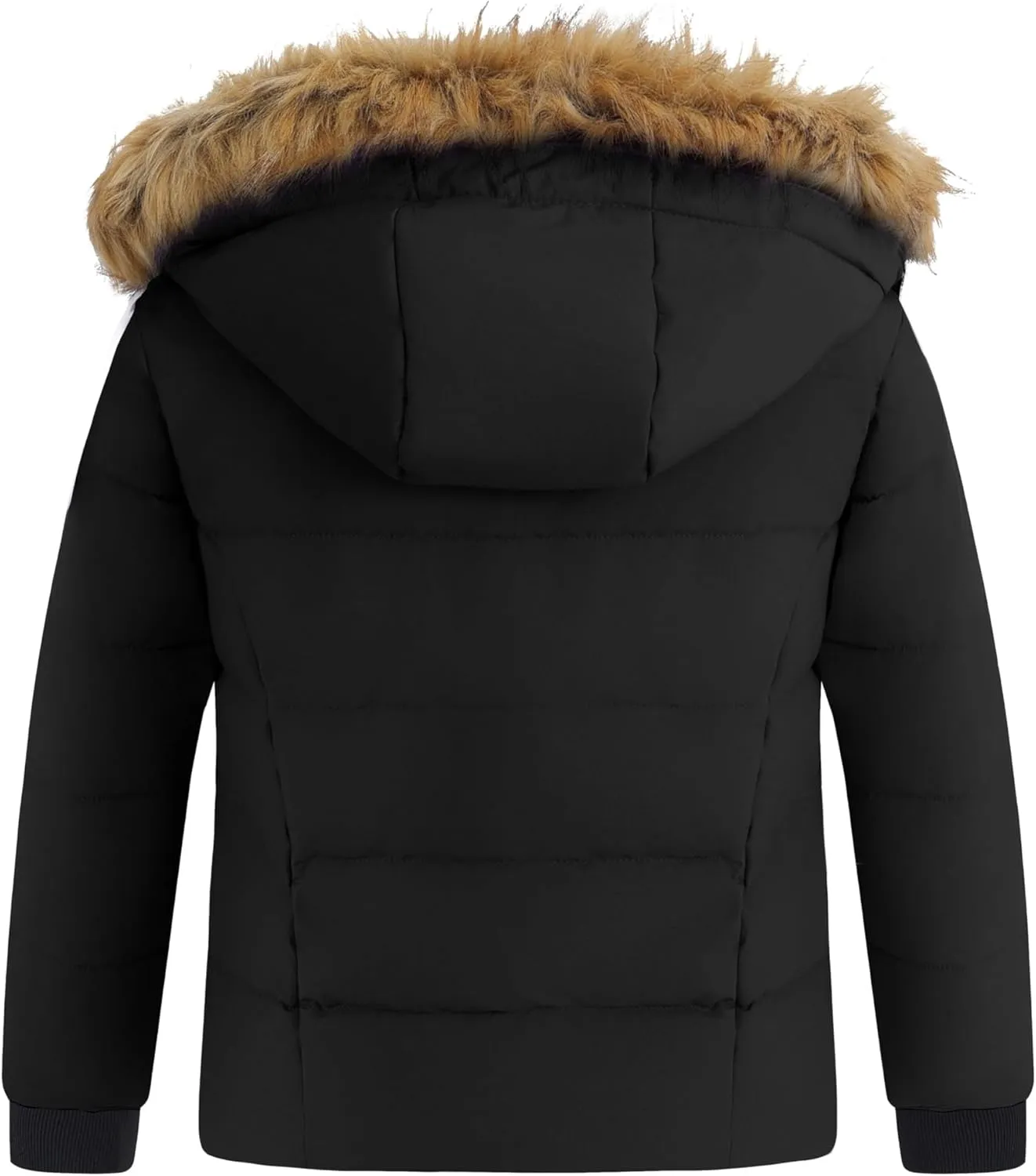 wantdo Girls' Puffy Winter Coats Thick Printed Quilted Jacket with Faux Fur Hood