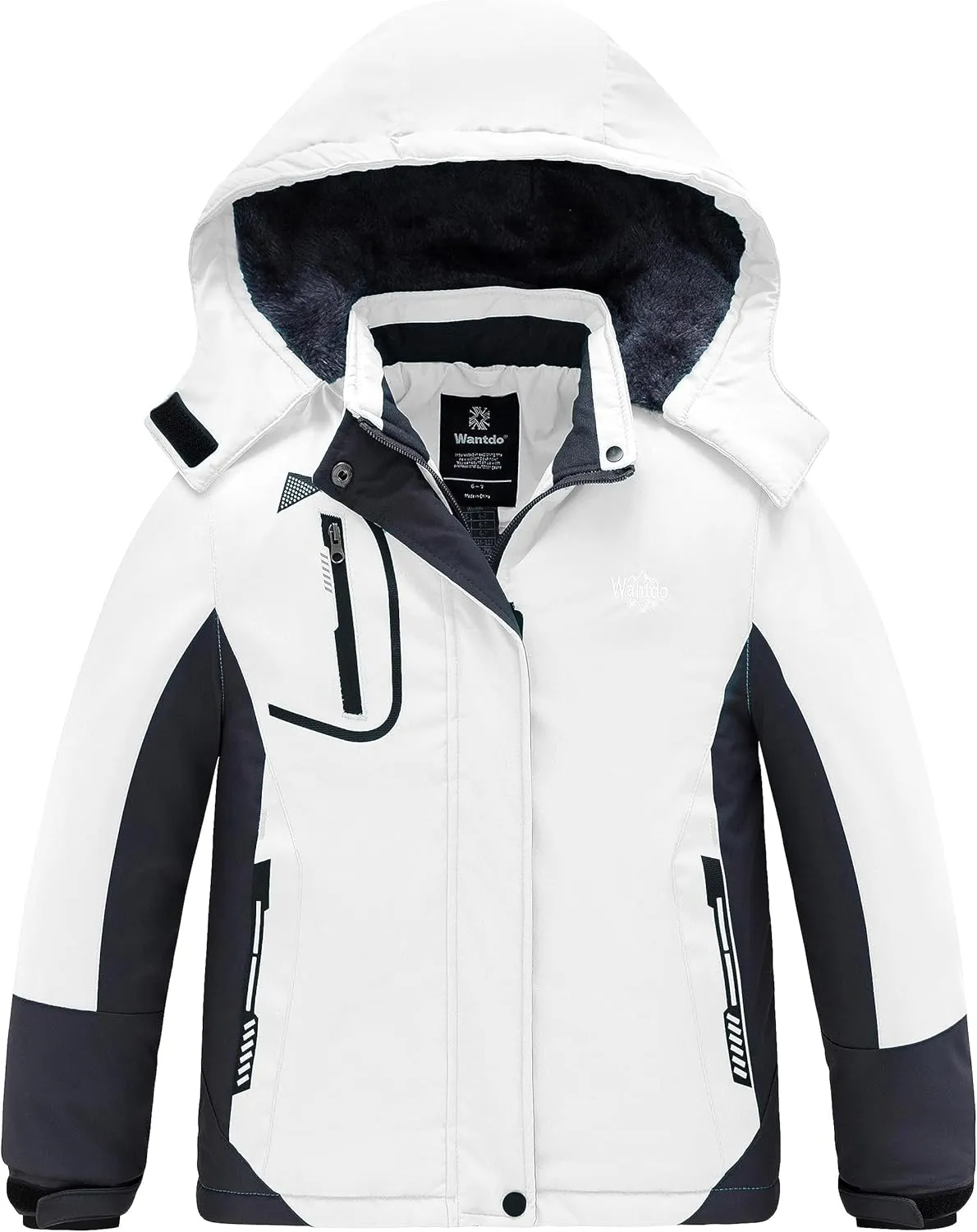 wantdo Girls' Waterproof Winter Coat Fleece Ski Jacket Hooded Snow Coat Warm Raincoat Outerwear