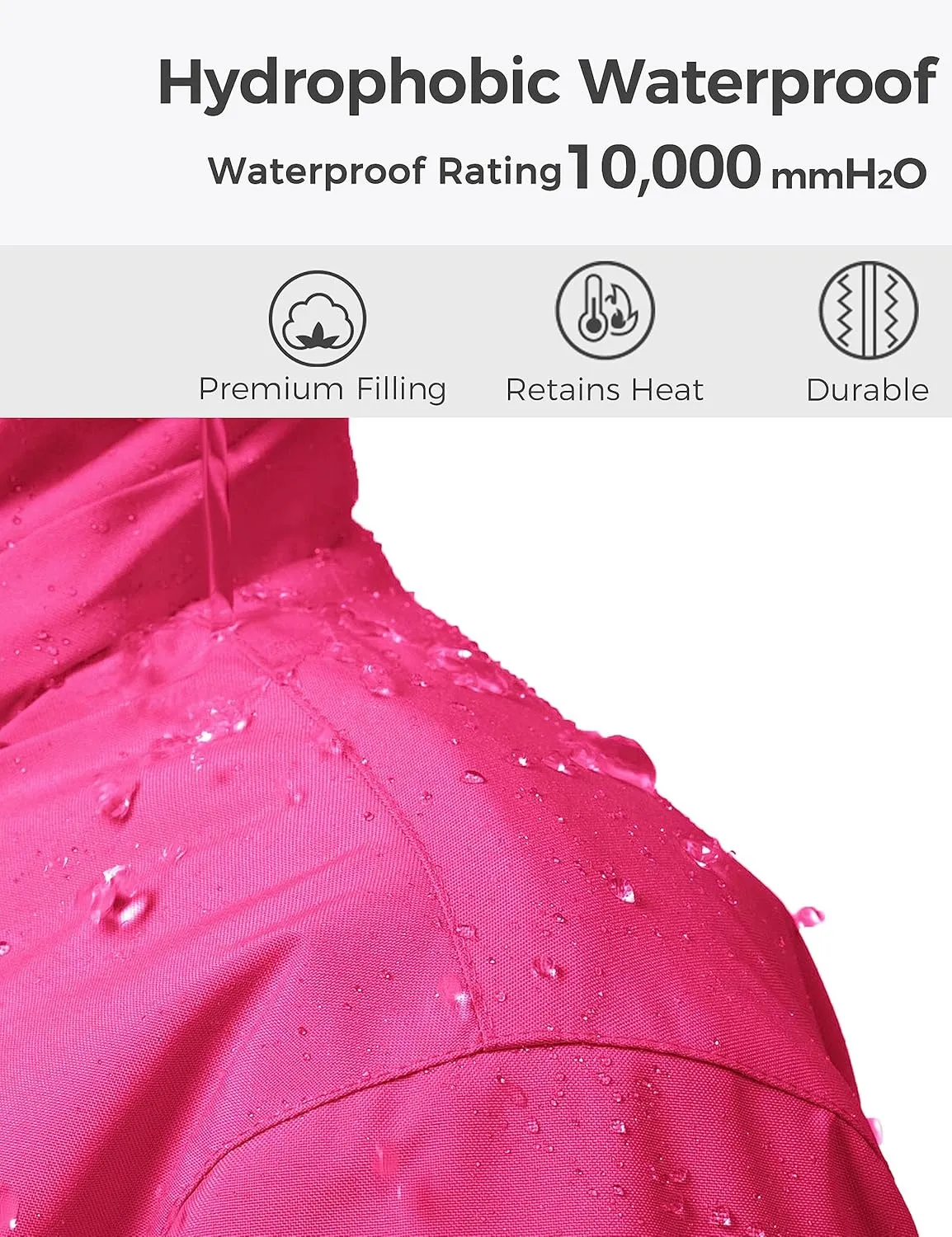 wantdo Girls' Waterproof Winter Coat Fleece Ski Jacket Hooded Snow Coat Warm Raincoat Outerwear