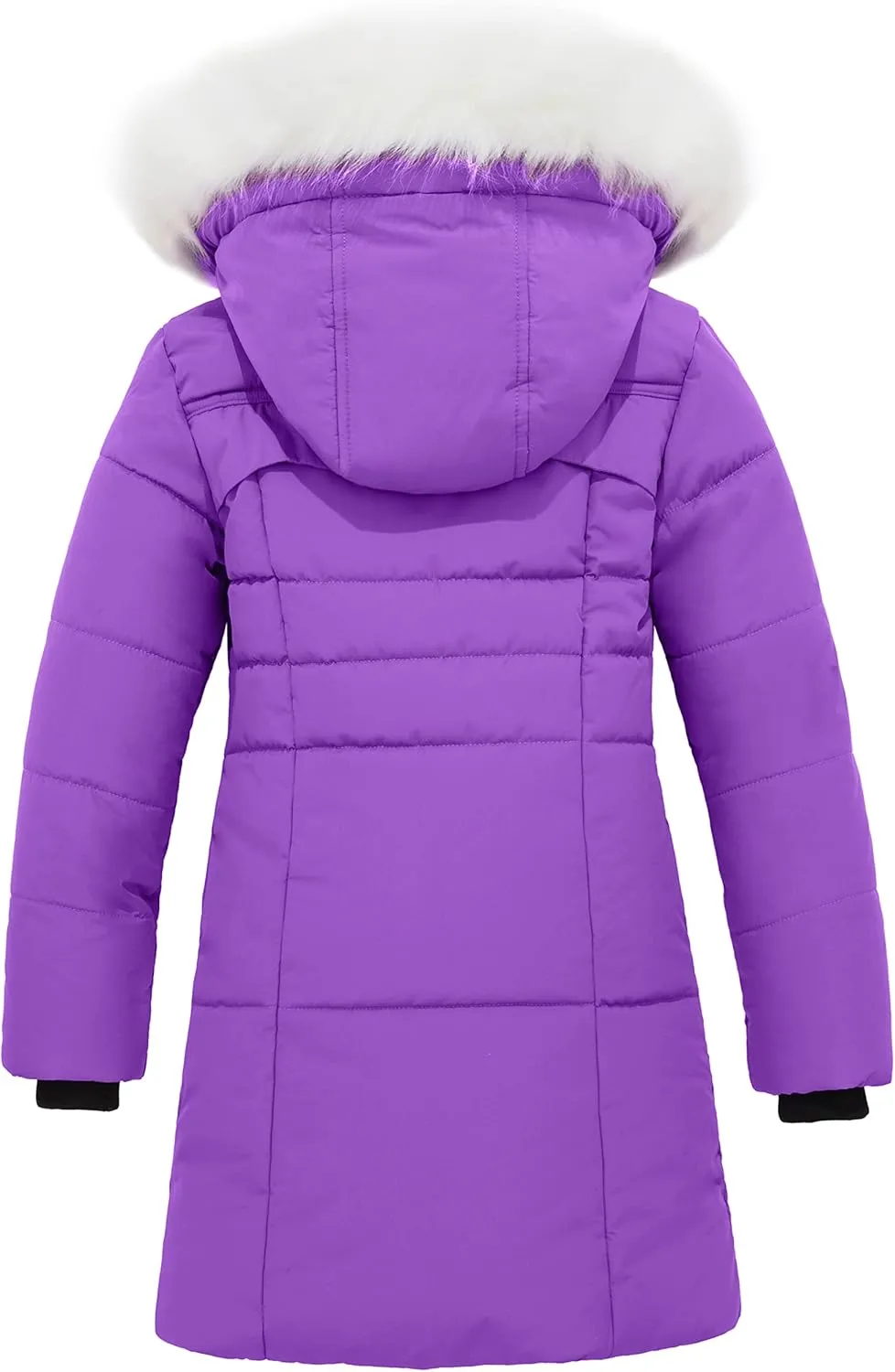 wantdo Girl's Winter Coat Waterproof Long Puffer Jacket Warm Parka with Faux Fur Hood
