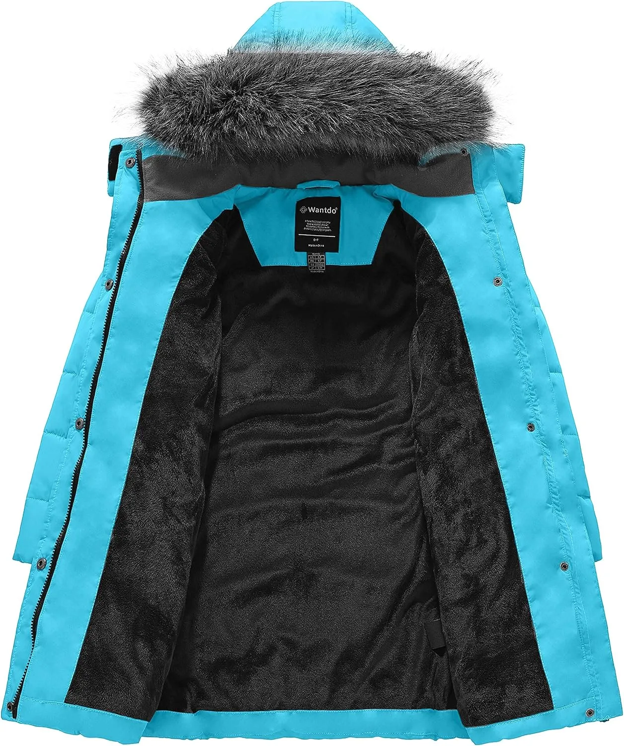 wantdo Girls' Winter Coats Long Puffer Jacket Fleece Jacket with Hood