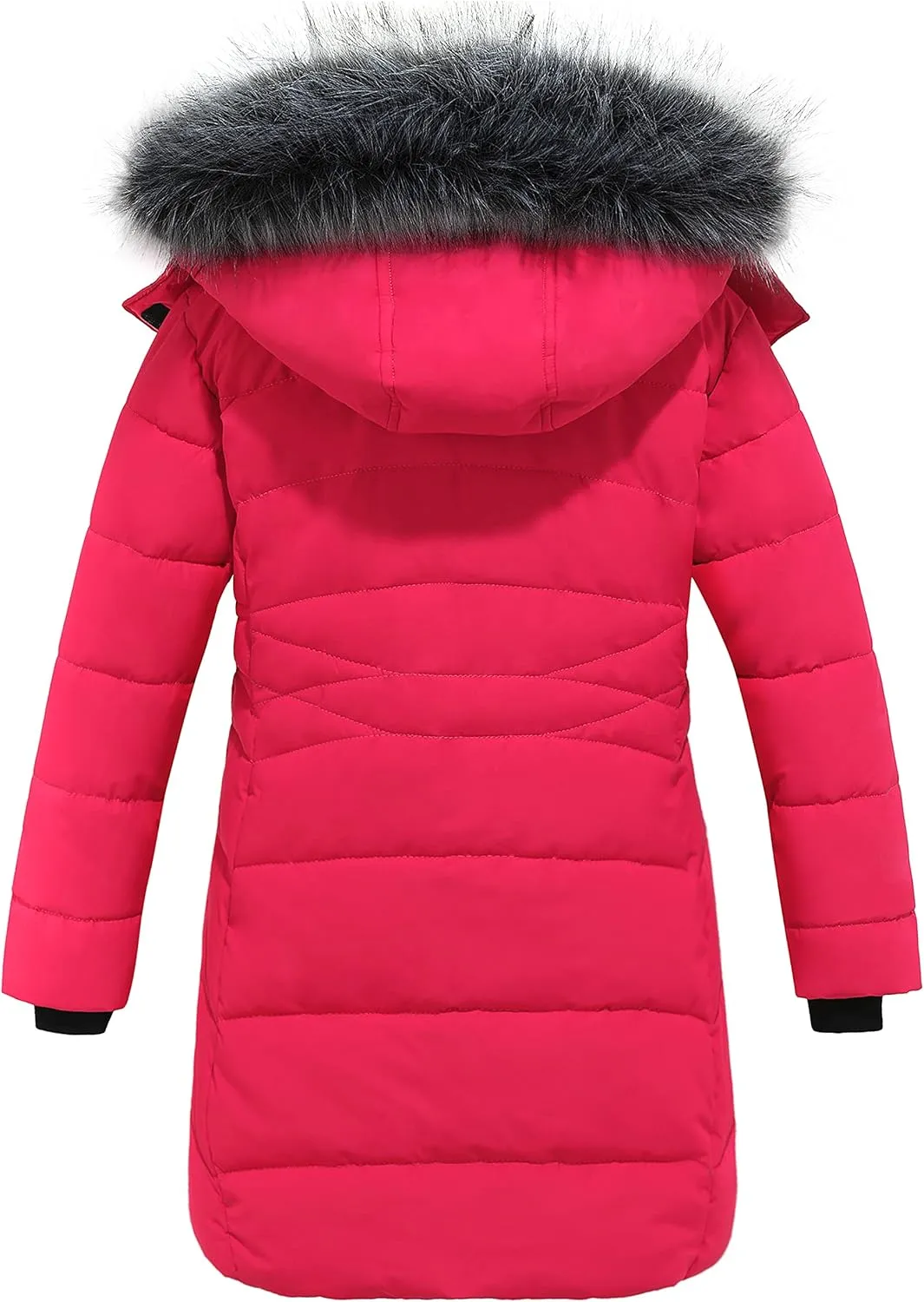 wantdo Girls' Winter Coats Long Puffer Jacket Fleece Jacket with Hood