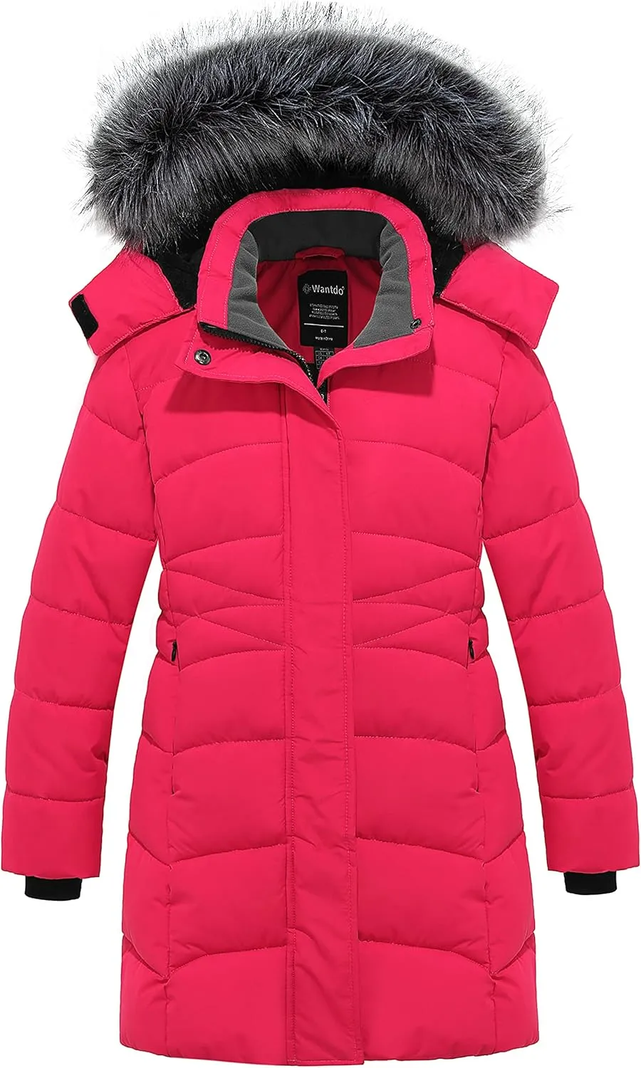 wantdo Girls' Winter Coats Long Puffer Jacket Fleece Jacket with Hood