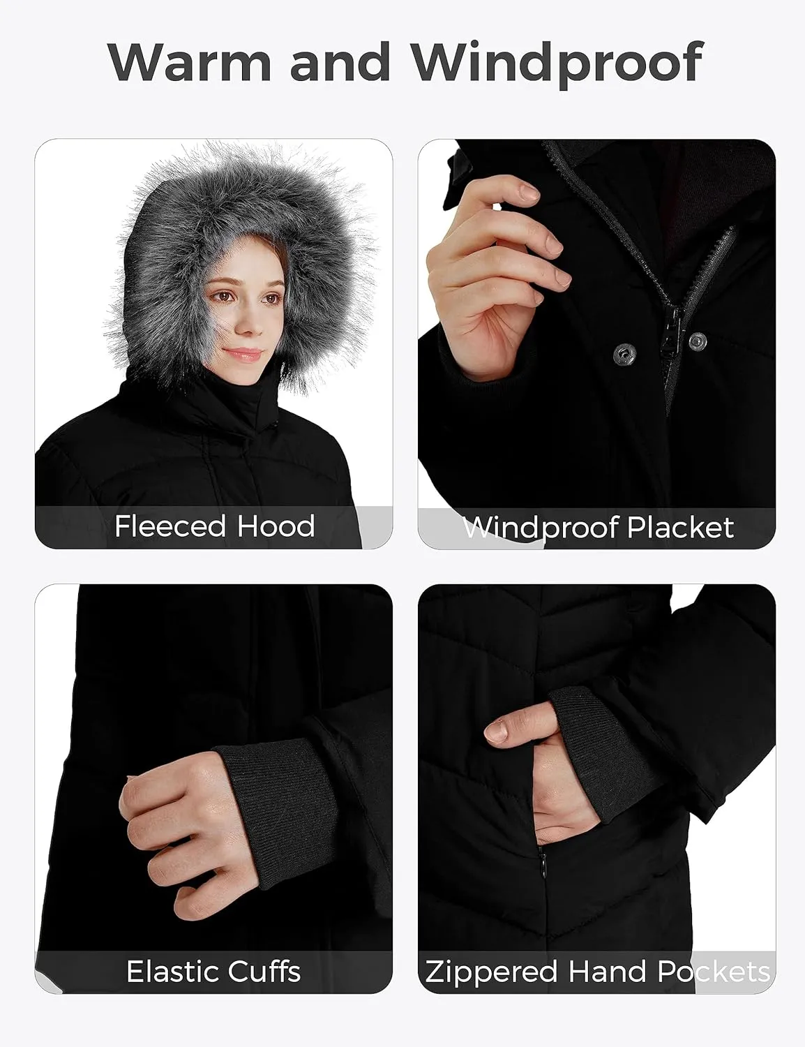 wantdo Girls' Winter Coats Long Puffer Jacket Fleece Jacket with Hood