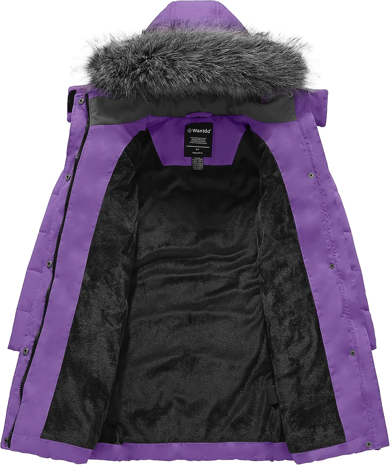 wantdo Girls' Winter Coats Long Puffer Jacket Fleece Jacket with Hood