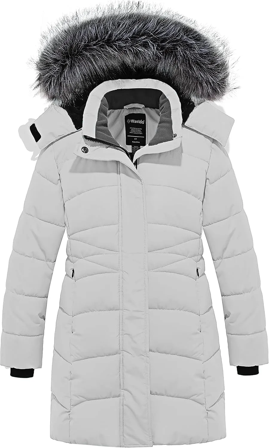 wantdo Girls' Winter Coats Long Puffer Jacket Fleece Jacket with Hood