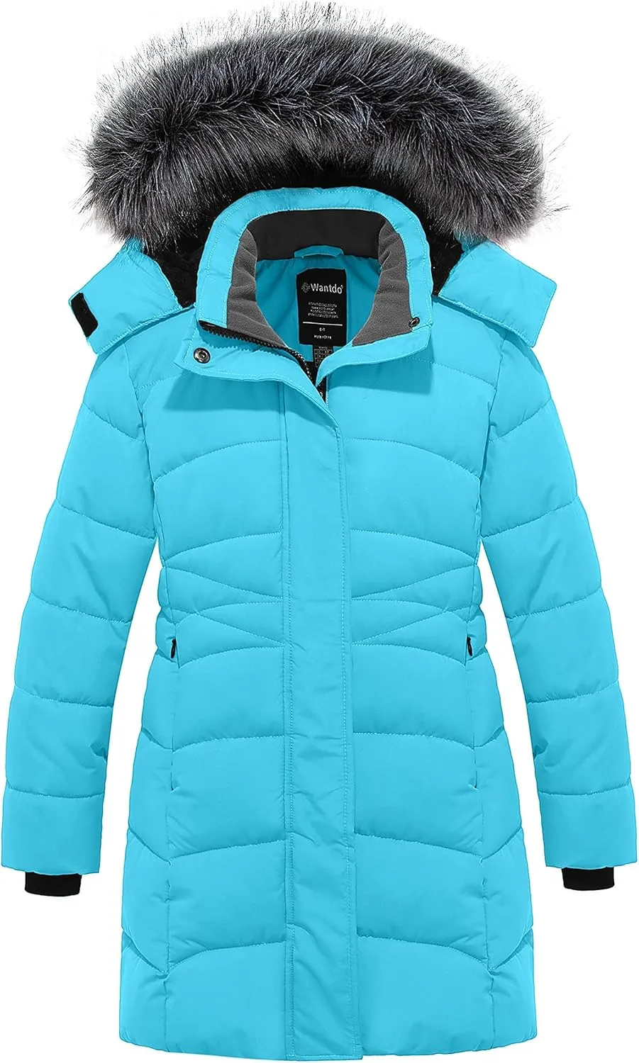 wantdo Girls' Winter Coats Long Puffer Jacket Fleece Jacket with Hood
