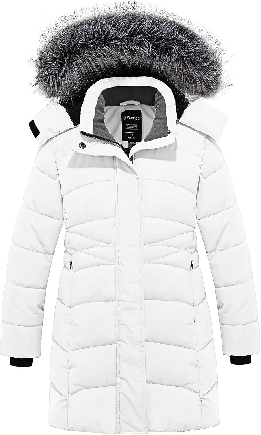 wantdo Girls' Winter Coats Long Puffer Jacket Fleece Jacket with Hood