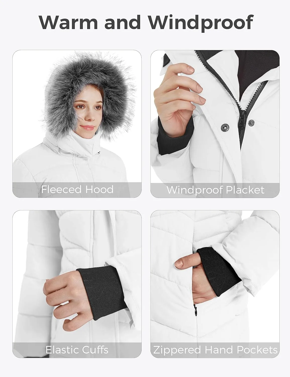 wantdo Girls' Winter Coats Long Puffer Jacket Fleece Jacket with Hood