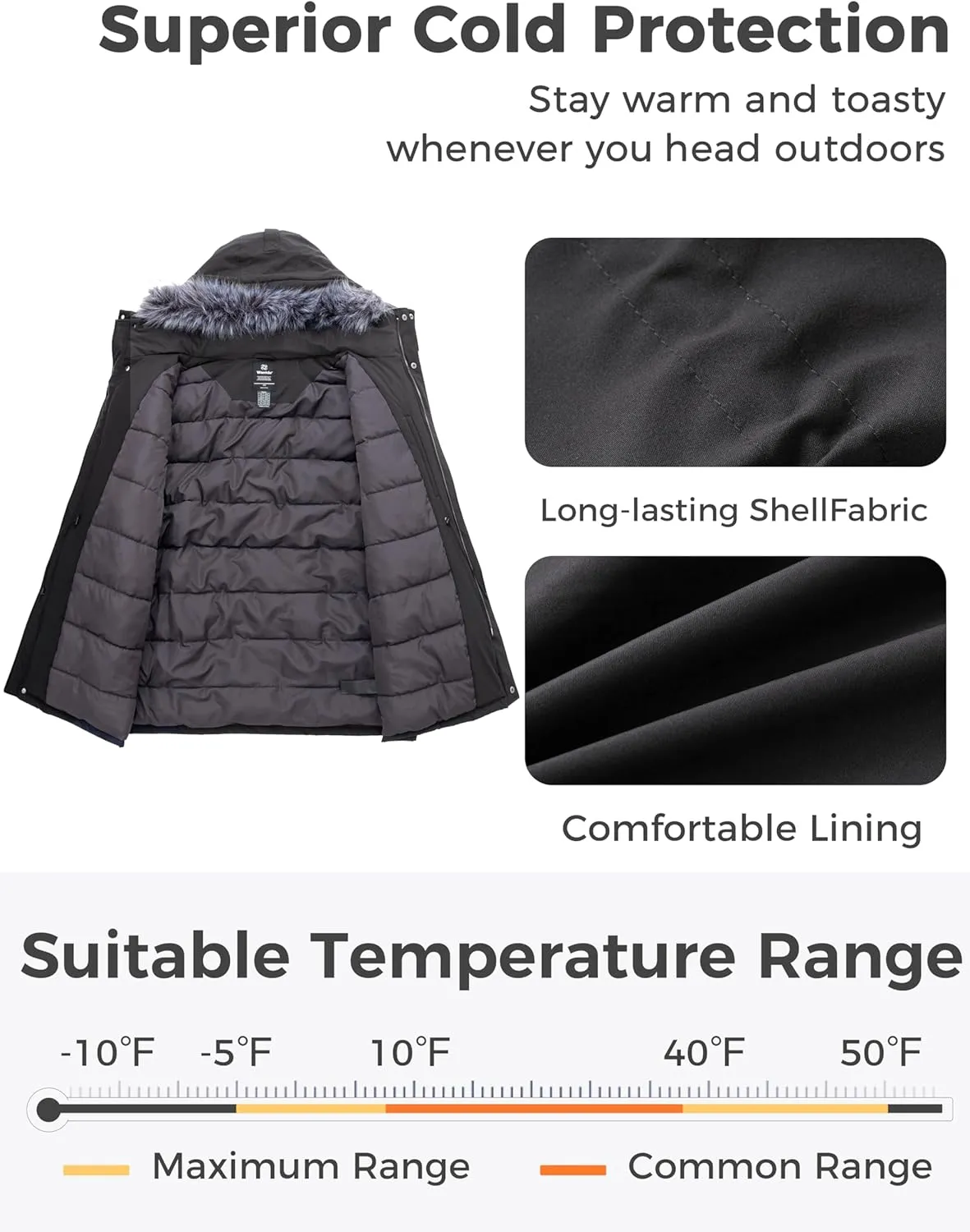 wantdo Men's Big and Tall Winter Coat Warm Long Puffer Jacket Thicken Snow Parka Outerwear with Removable Hood