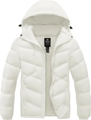 wantdo Men's Puffer Jacket Waterproof Winter Cotton Coat Hooded Parka Jacket Recycled Outerwear (Regular and Big Size)
