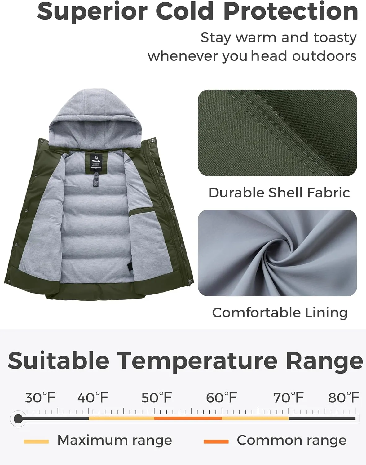 wantdo Women's Quilted Puffer Vest Thicken Warm Winter Coat with Removable Hood
