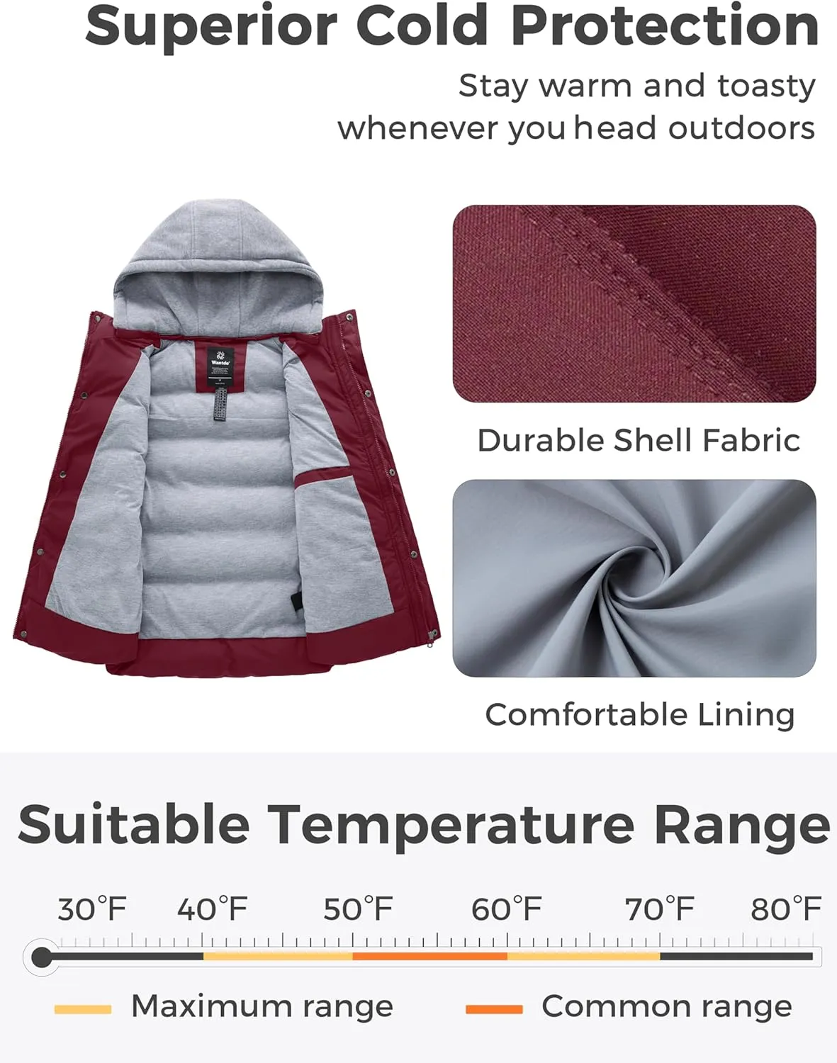 wantdo Women's Quilted Puffer Vest Thicken Warm Winter Coat with Removable Hood