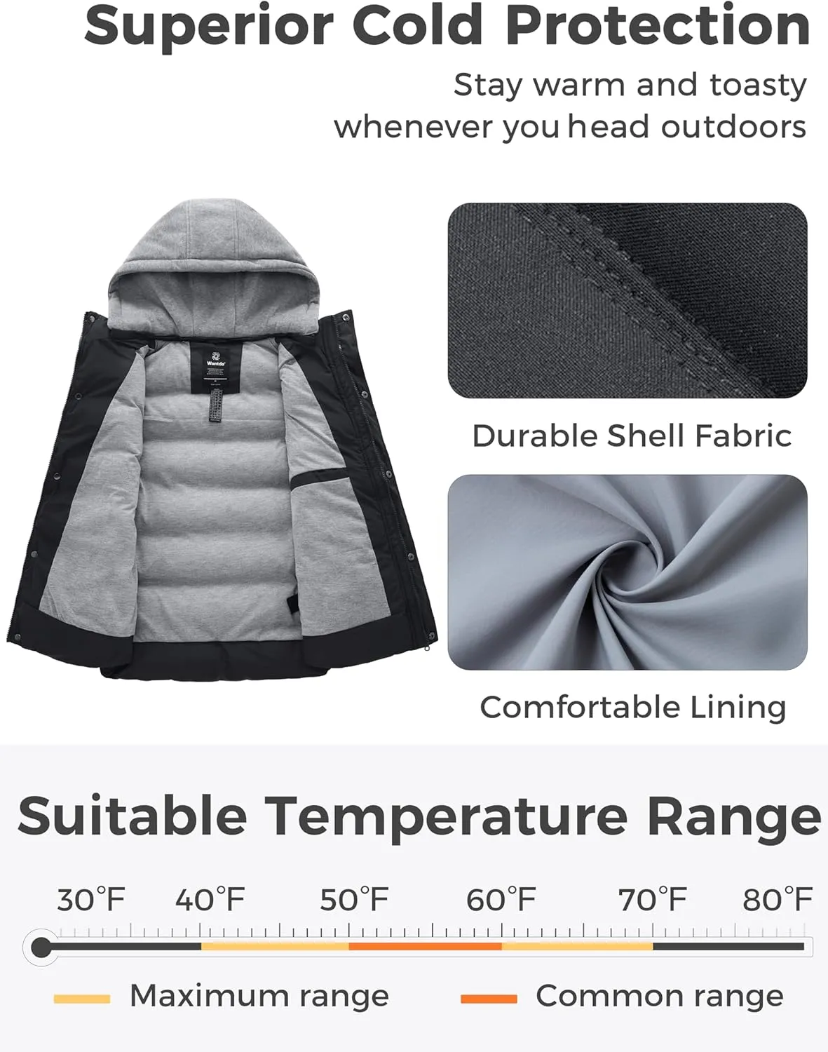 wantdo Women's Quilted Puffer Vest Thicken Warm Winter Coat with Removable Hood