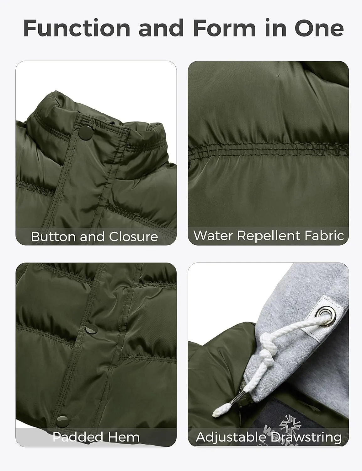 wantdo Women's Quilted Puffer Vest Thicken Warm Winter Coat with Removable Hood