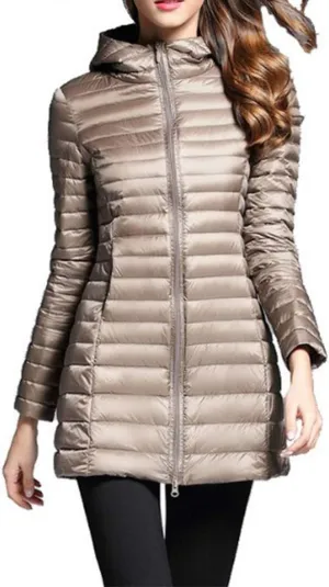 watersouprty Women's Winter Sport Outdoor Hooded Packable Light Weight Long Down Jacket
