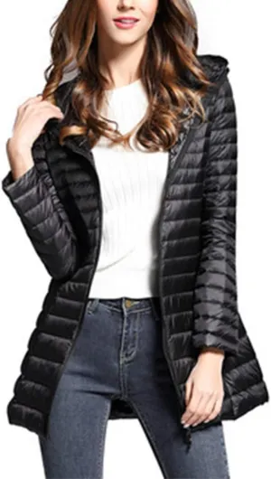 watersouprty Women's Winter Sport Outdoor Hooded Packable Light Weight Long Down Jacket