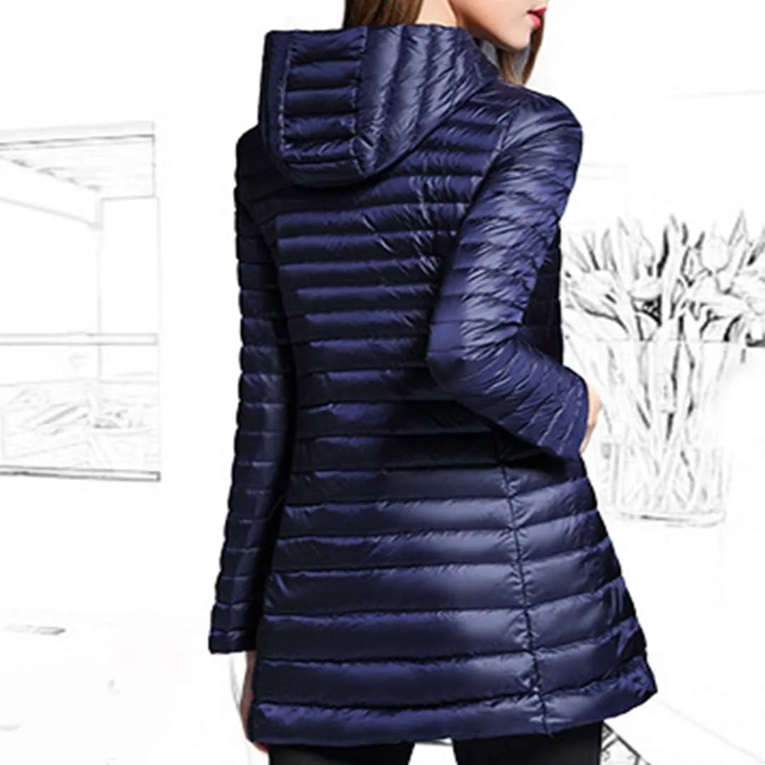 watersouprty Women's Winter Sport Outdoor Hooded Packable Light Weight Long Down Jacket