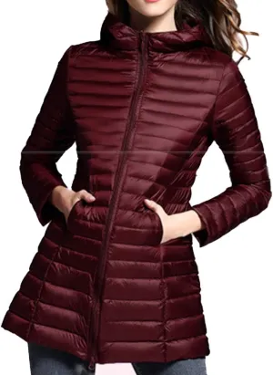 watersouprty Women's Winter Sport Outdoor Hooded Packable Light Weight Long Down Jacket