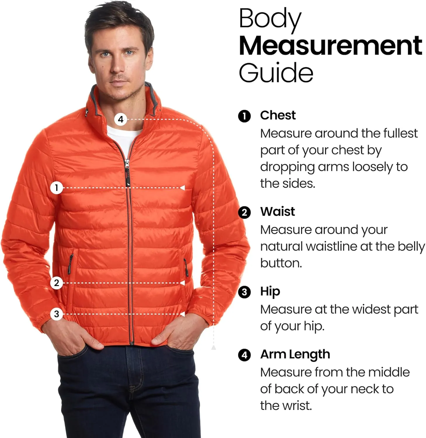 Weatherproof Men's Puffer Jacket, Lightweight Wind Resistant Alternative Down Jacket with Packable Travel Neck Pillow (S-3XL)