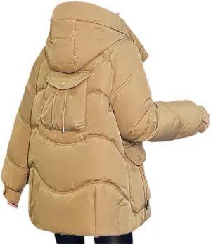 White Women Winter Casual Parkas Korean Hooded Bread Down Jacket Thick Loose Warm Cotton Padded Jacket Coat Outwear