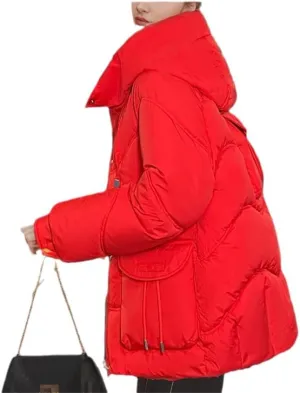 White Women Winter Casual Parkas Korean Hooded Bread Down Jacket Thick Loose Warm Cotton Padded Jacket Coat Outwear