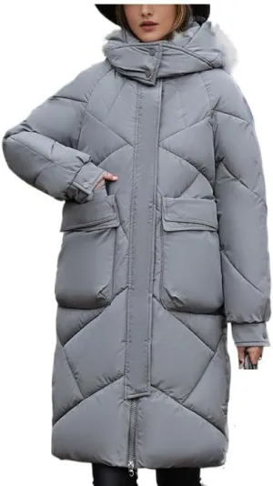 Winter Down Cotton Jacket White Women Zipper Loose Padded Coat Female Solid Snow Wear Thickening Warm Hooded Long Parkas