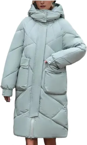 Winter Down Cotton Jacket White Women Zipper Loose Padded Coat Female Solid Snow Wear Thickening Warm Hooded Long Parkas