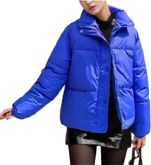 Winter Down Cotton Jacket Women White Zipper Loose Padded Coat Female Solid Thickening Warm Puffer Parkas Black Jackets