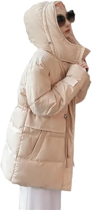Winter Down Jacket Women Zipper Loose Thicken Coat Women Hooded Parkas Warm Female Puffer Cotton Padded Clothes White