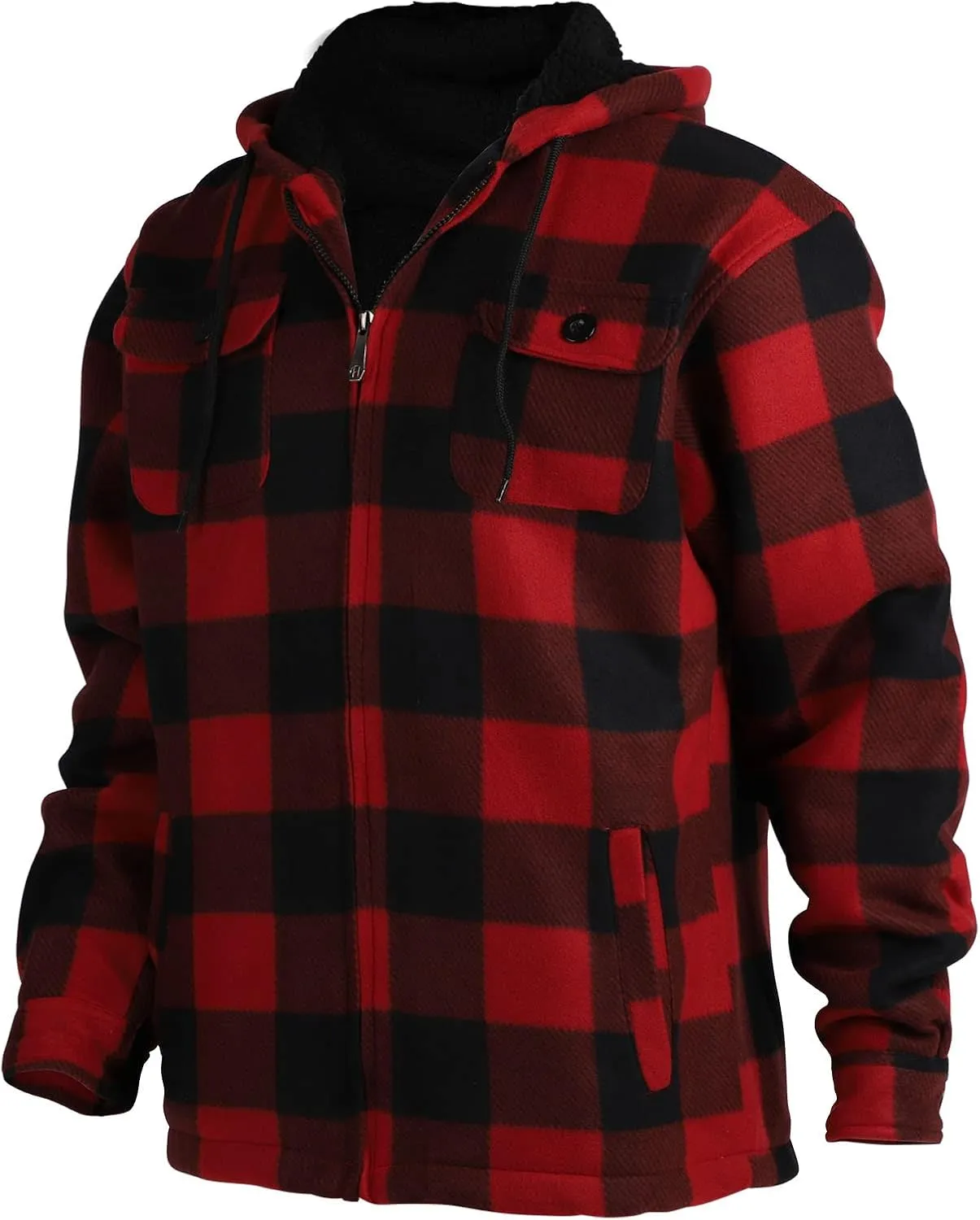 Winter Heavy Warm Sherpa Lined Fleece Plaid Flannel Jacket Men Plus Size S-5XL Big&Tall Mens Coat