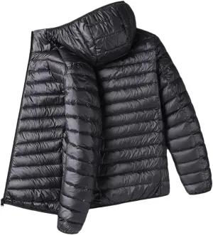 Winter Men's Lightweight Down Jacket Casual Cotton-Padded Coat Hooded Jacket Warm Outerwear Short Coat
